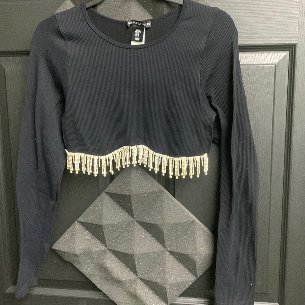 Sincerely Jules Black top with sequins NEW!